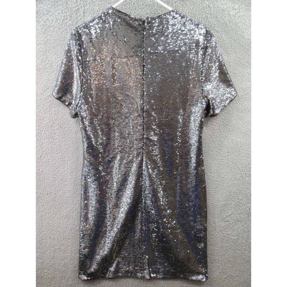 NWT Ralph Lauren Women Sz 12 Silver Sequined Party Cocktail Dress Round Neck - Picture 12 of 16